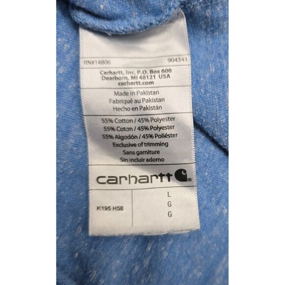 Carhartt T Shirt Mens 2XL Blue Heathered Loose Fit Crew Neck Workwear Heavy - Picture 7 of 8
